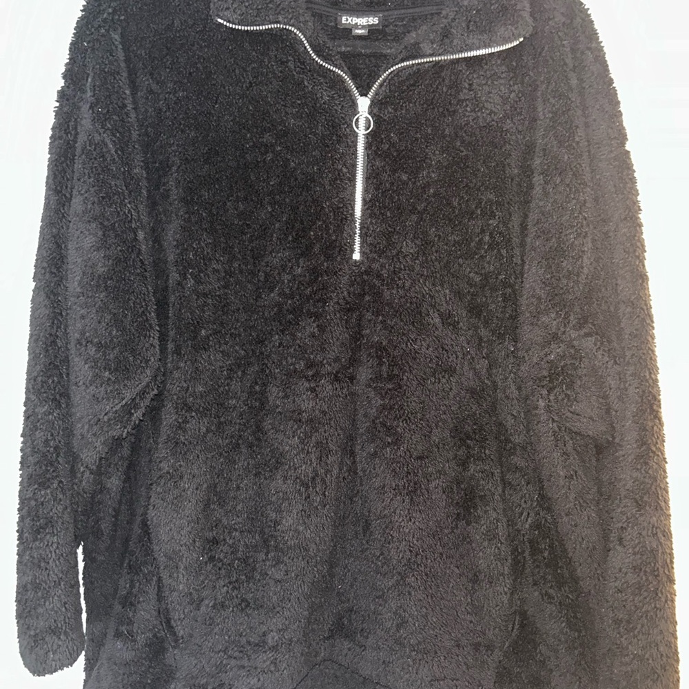 Express Black Zip Up Sweater with Stand-Up Collar